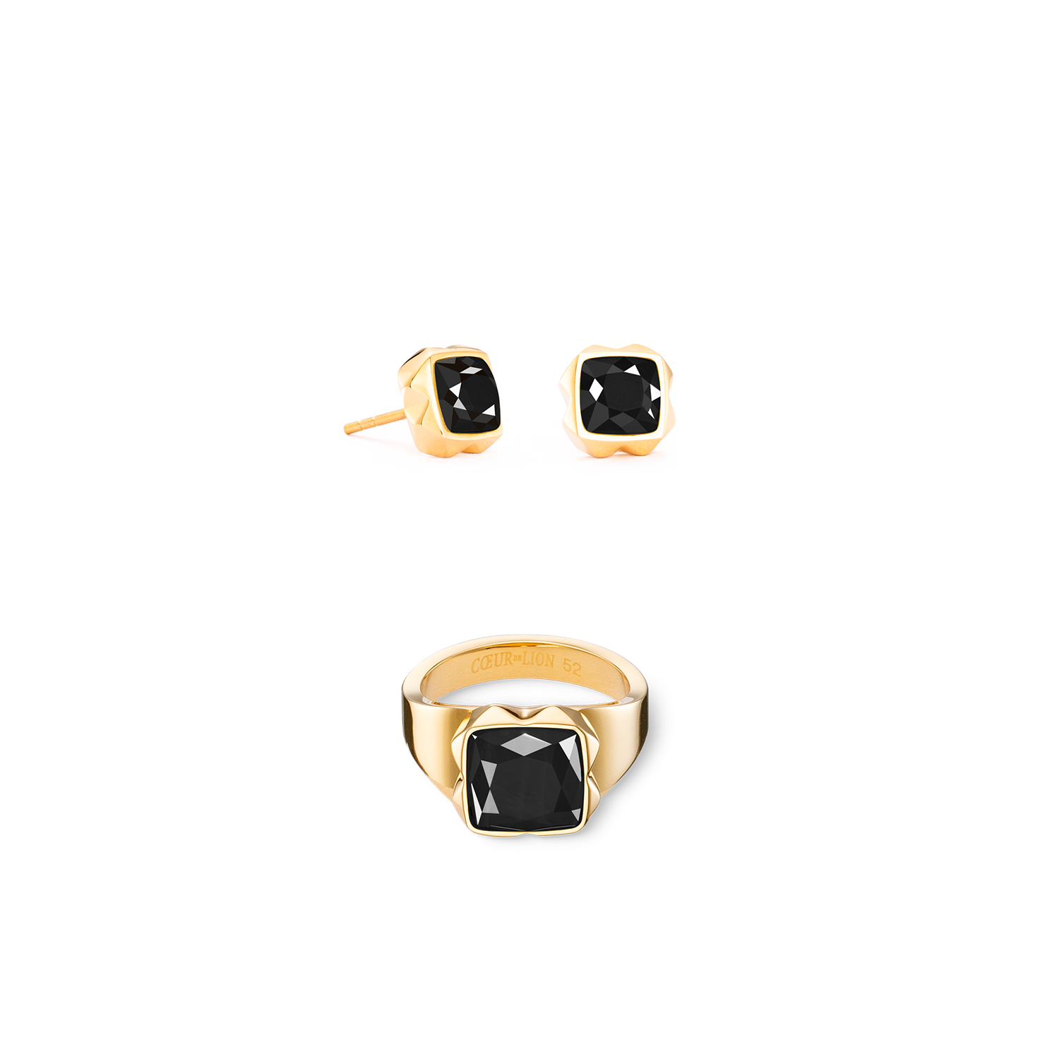 Ring Spikes Square Onyx gold-black