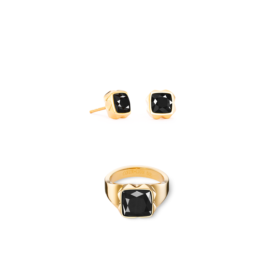 Ring Spikes Square Onyx gold-black