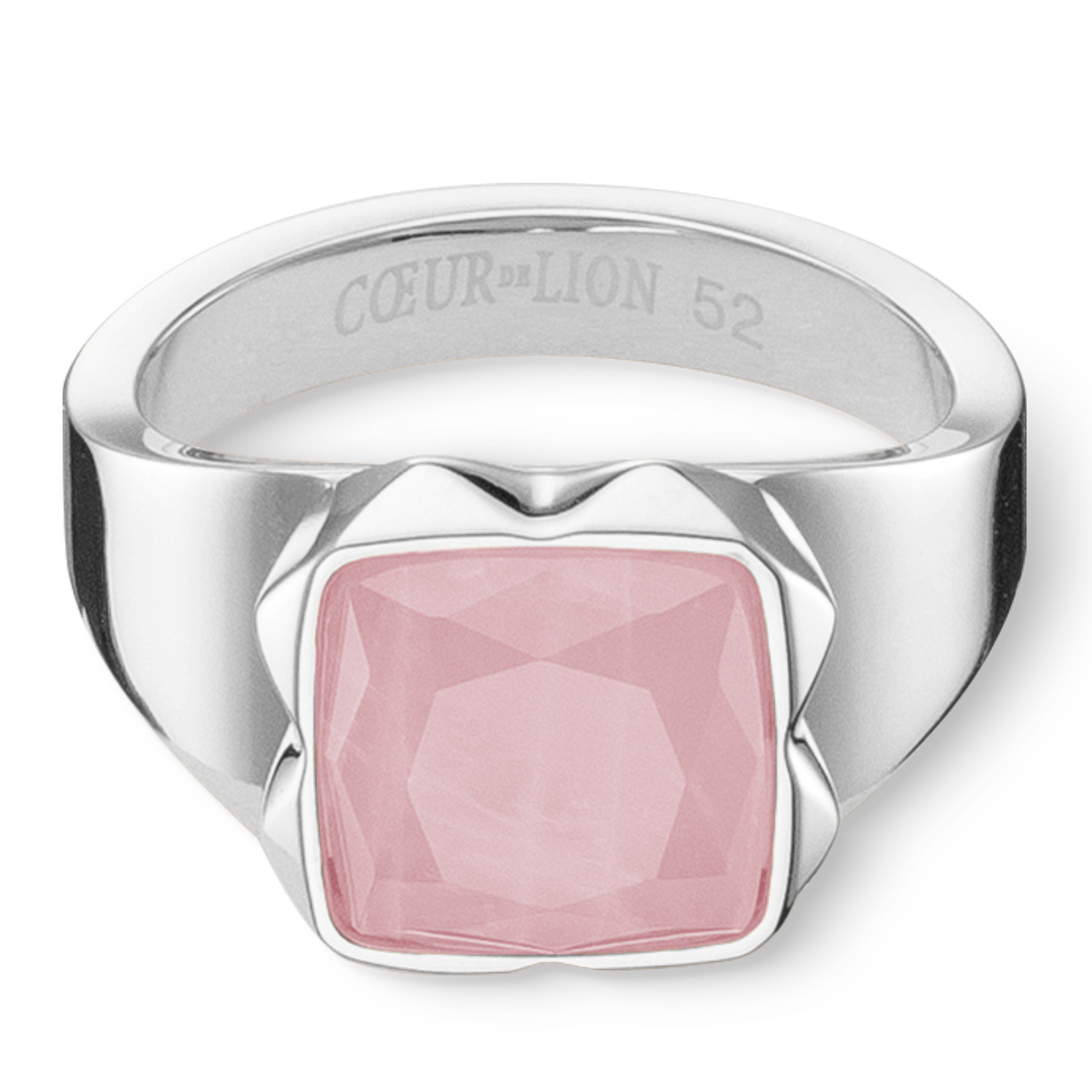 Ring Spikes Square Rose Quartz silver-pink