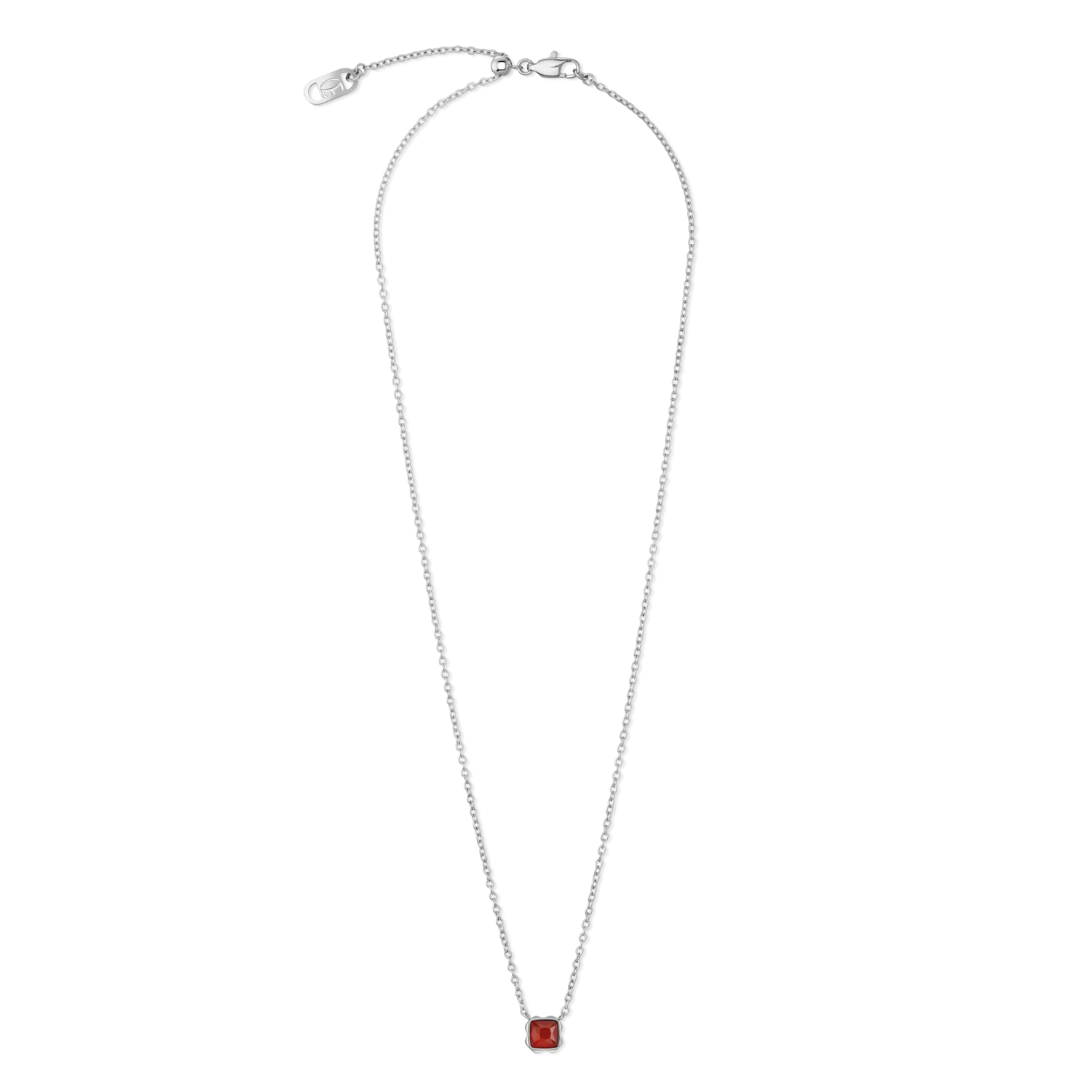 Birthstone January Necklace Red Agate Silver