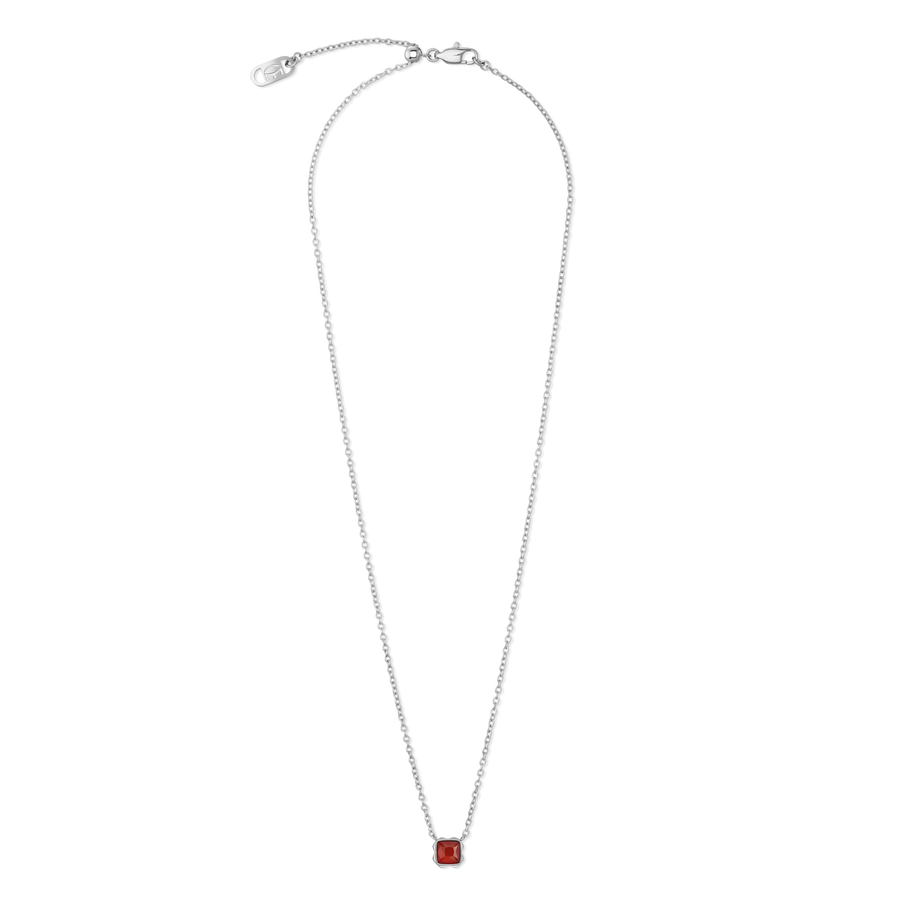 Birthstone January Necklace Red Agate Silver