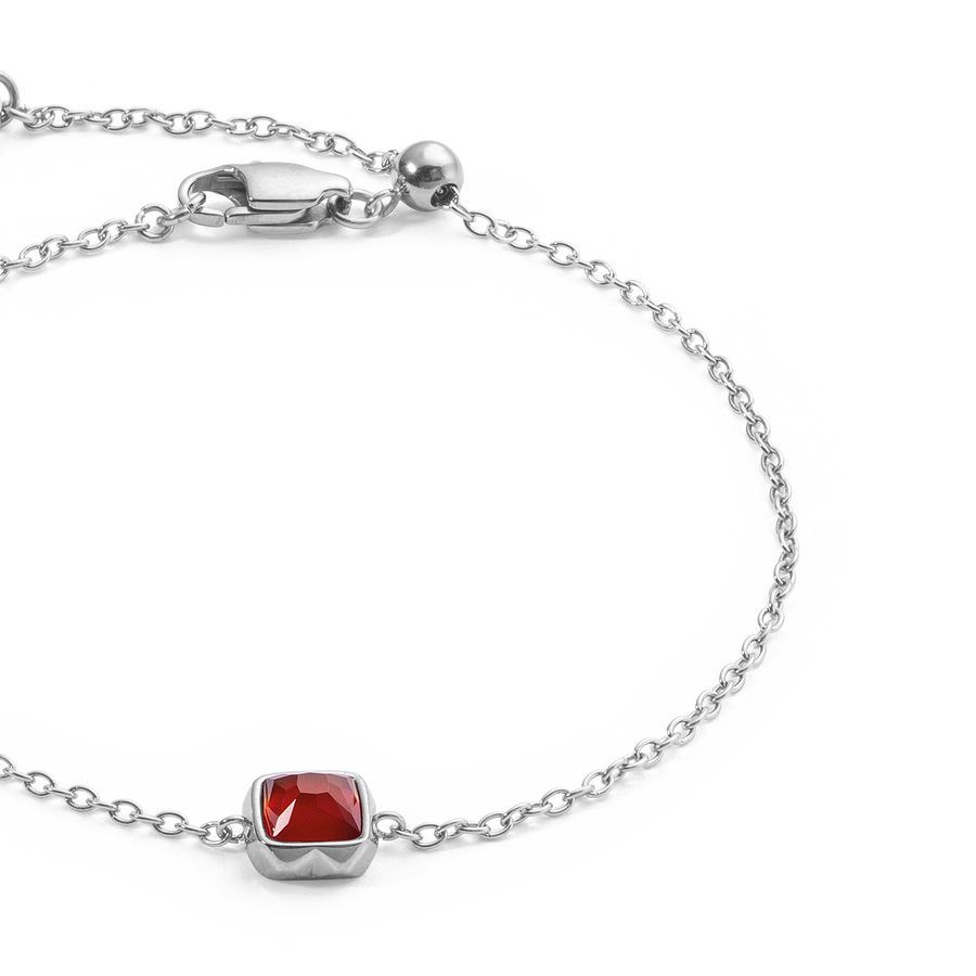 Birthstone January Bracelet Red Agate Silver