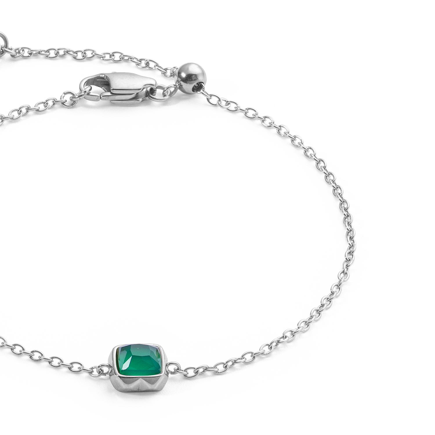 Birthstone May Bracelet Green Agate Silver