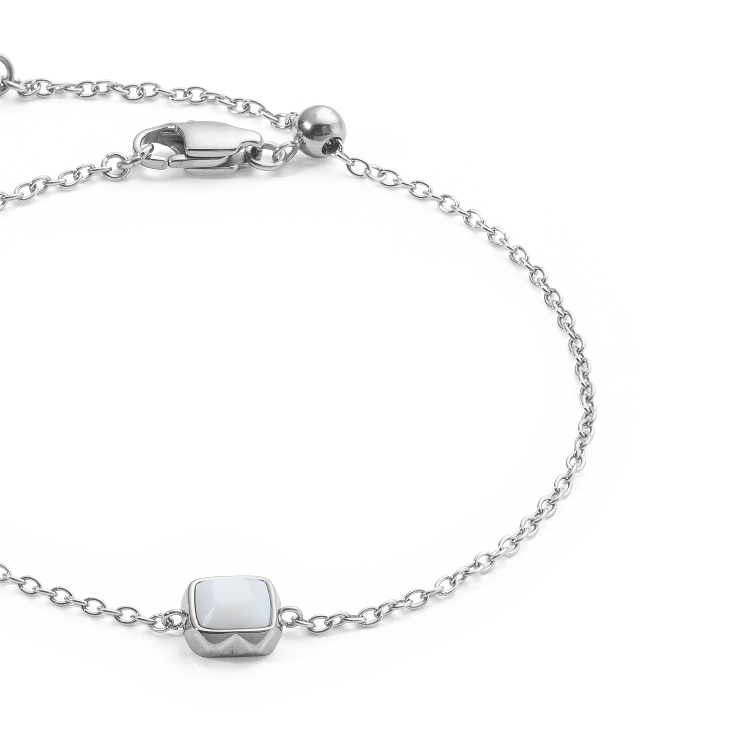 Birthstone April Bracelet White Quartz Silver