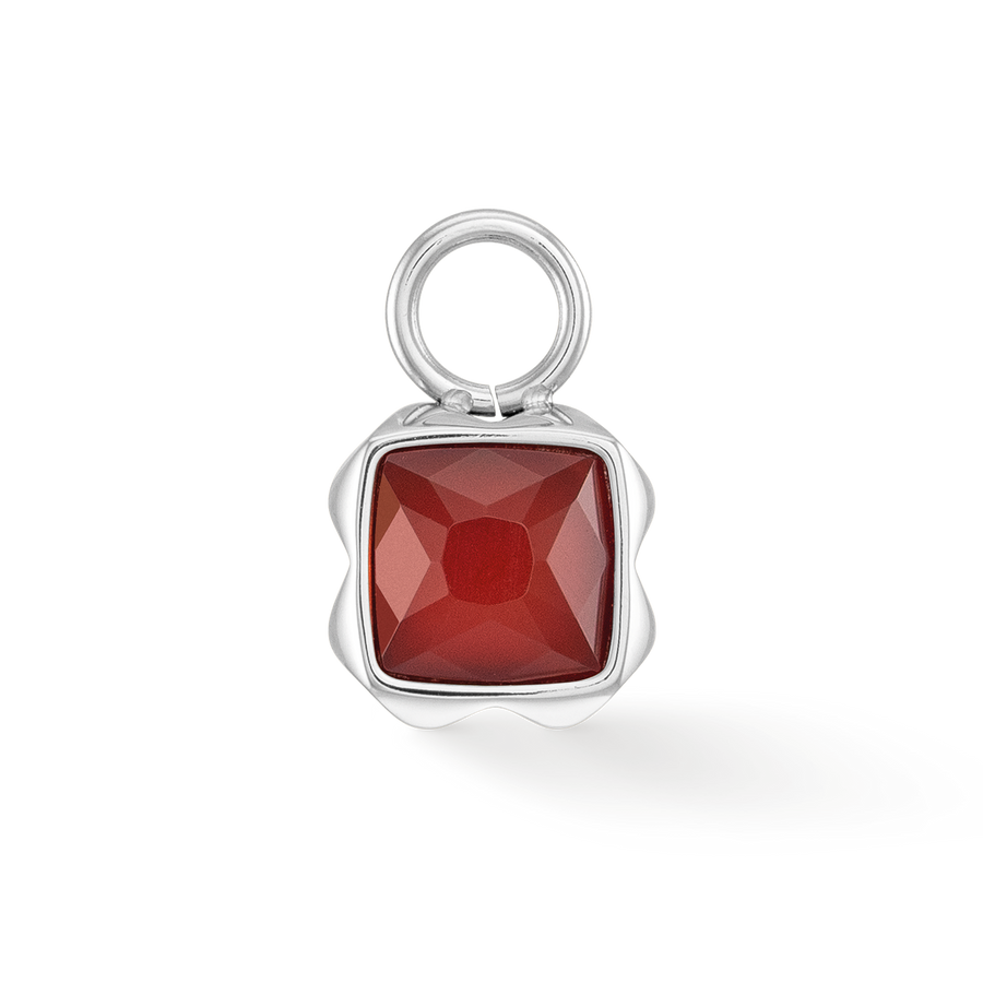 Birthstone January Charm Red Agate Silver