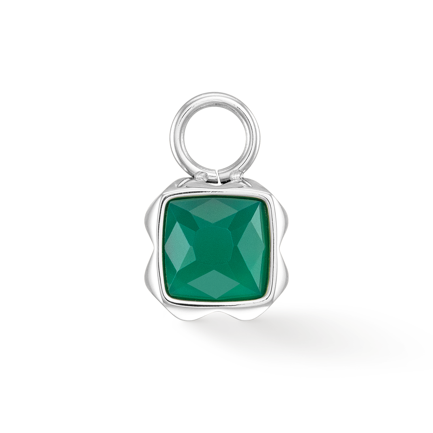 Birthstone May Charm Green Agate Silver