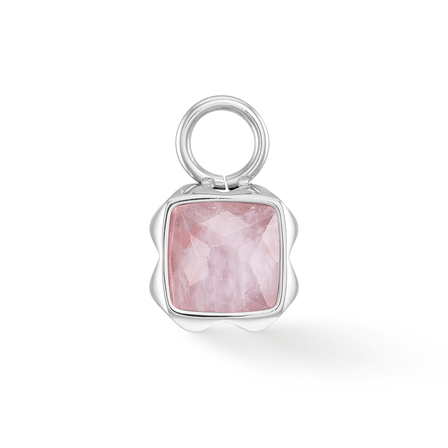 Birthstone October Charm Rose Quartz Silver