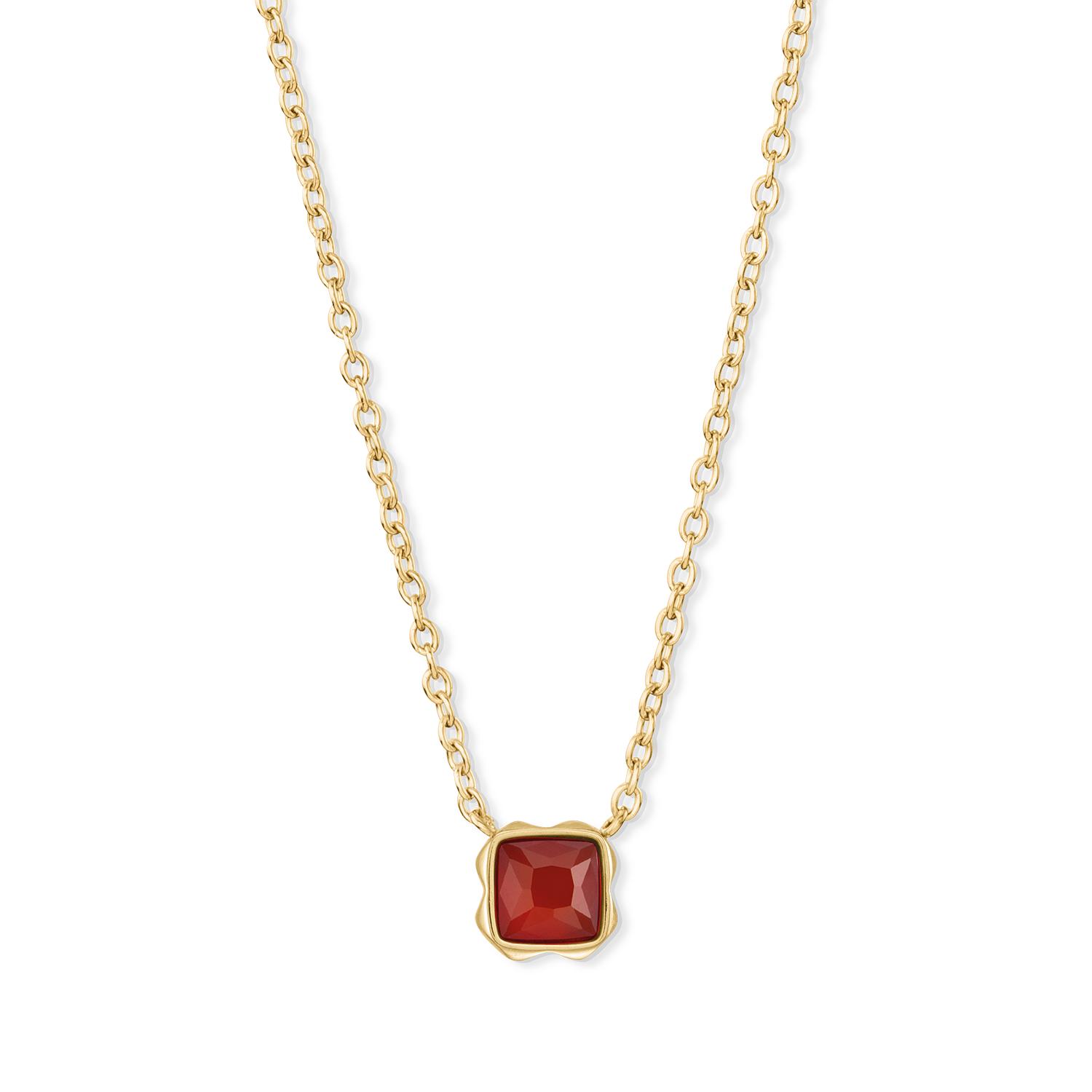 Birthstone January Necklace Red Agate Gold