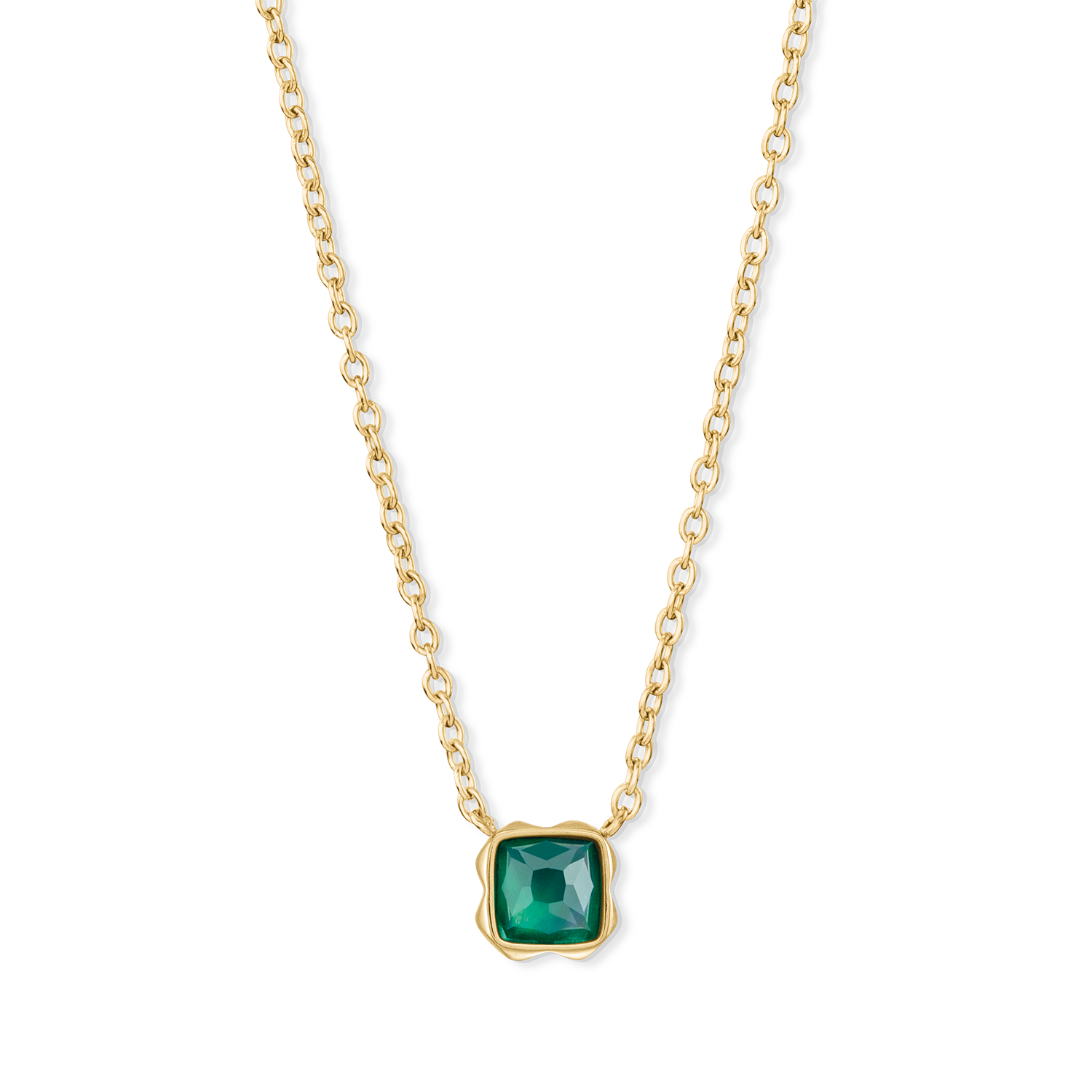 Birthstone May Necklace Green Agate Gold