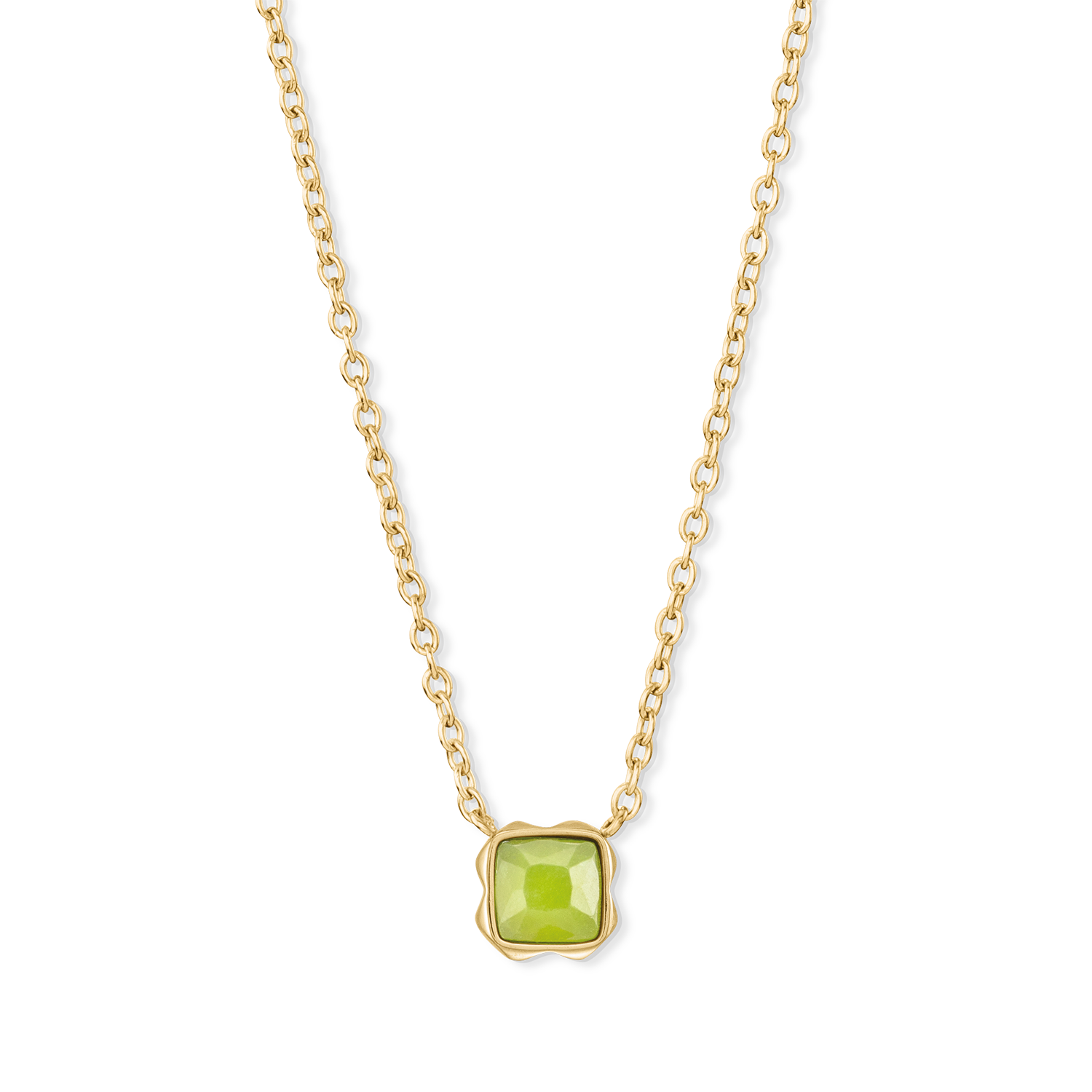 Birthstone August Necklace Green Jade Gold