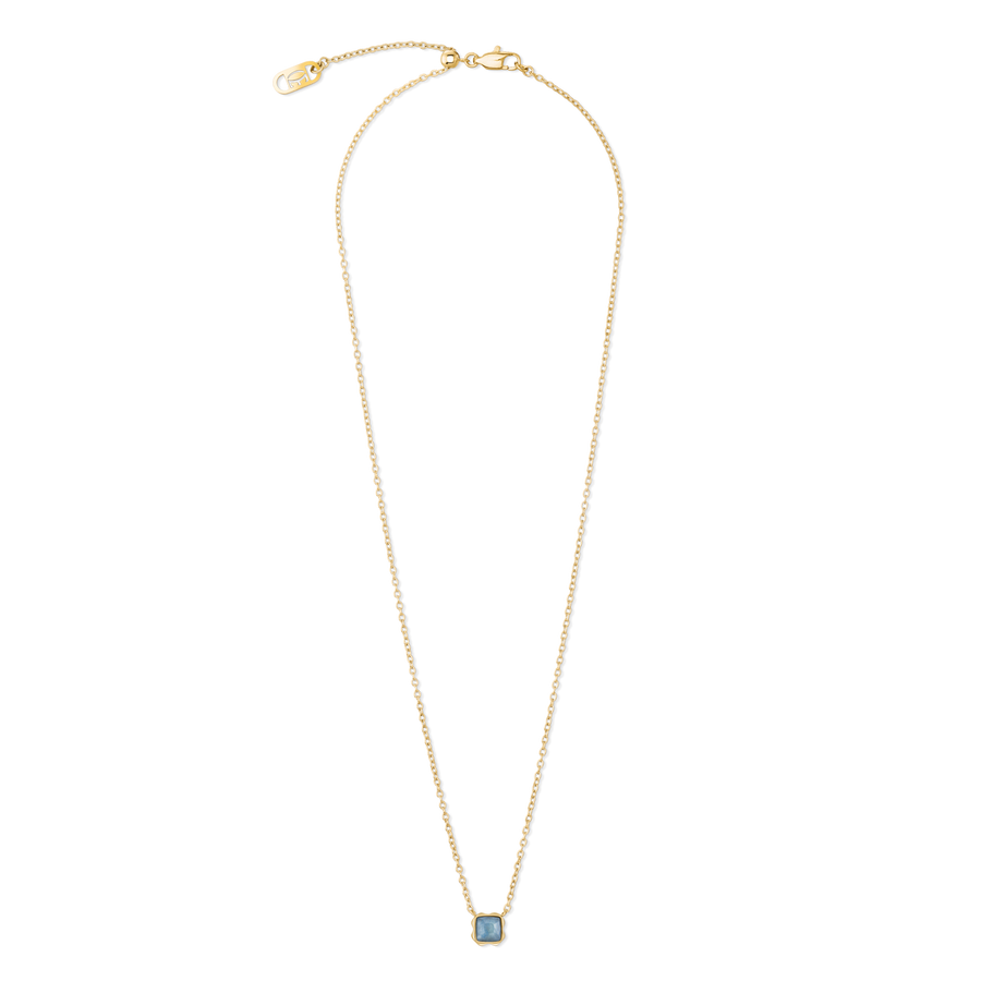 Birthstone March Necklace Blue Aventurine Gold