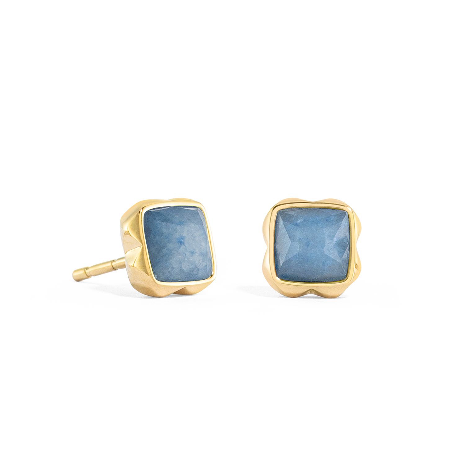 Birthstone March Earrings Blue Aventurine Gold