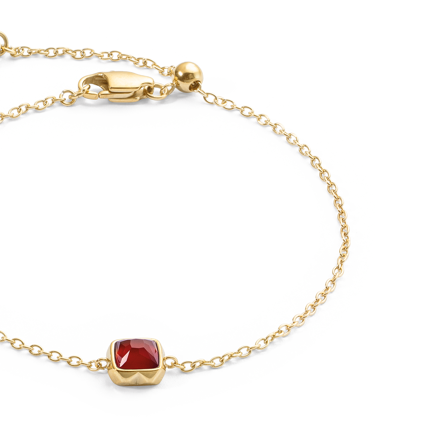 Birthstone January Bracelet Red Agate Gold