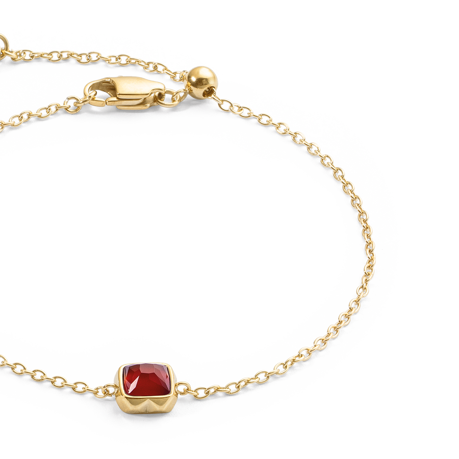 Birthstone January Bracelet Red Agate Gold