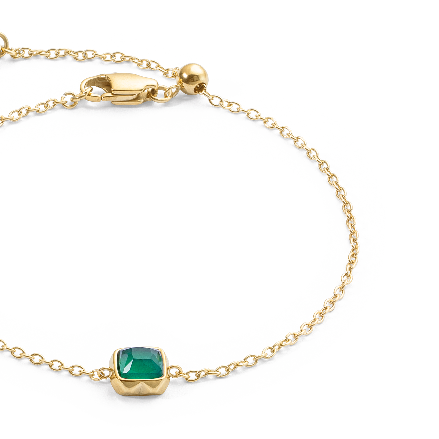 Birthstone May Bracelet Green Agate Gold