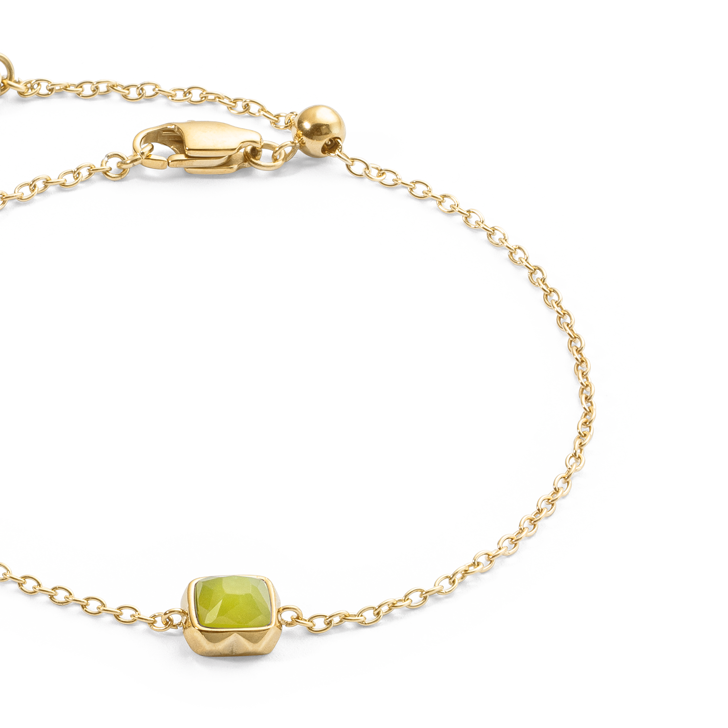 Birthstone August Bracelet Green Jade Gold