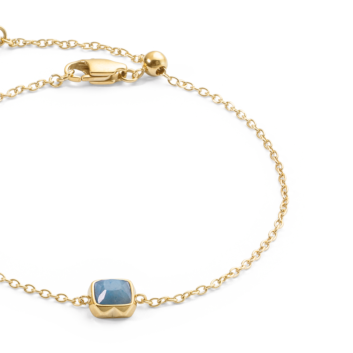 Birthstone March Bracelet Blue Aventurine Gold