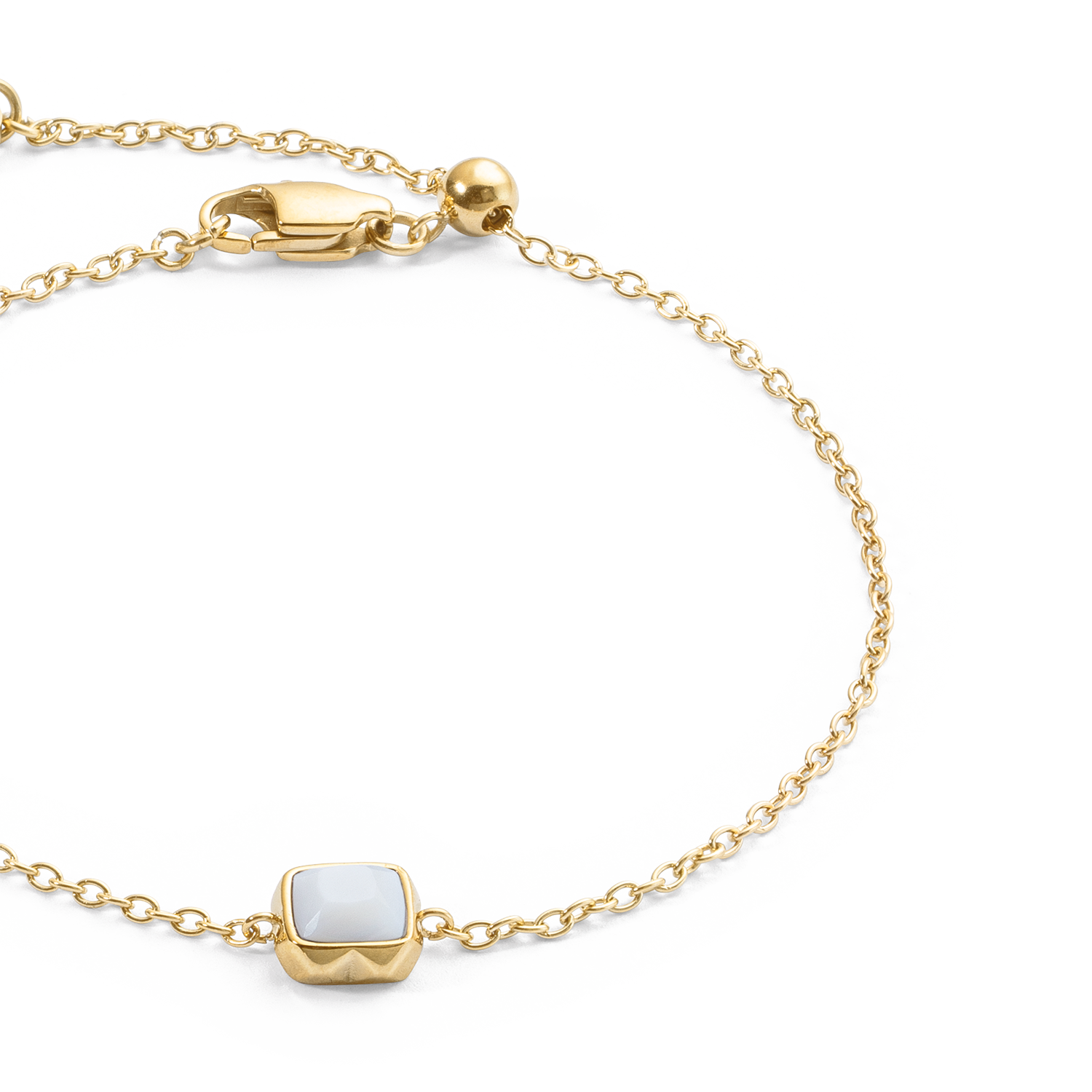 Birthstone April Bracelet White Quartz Gold