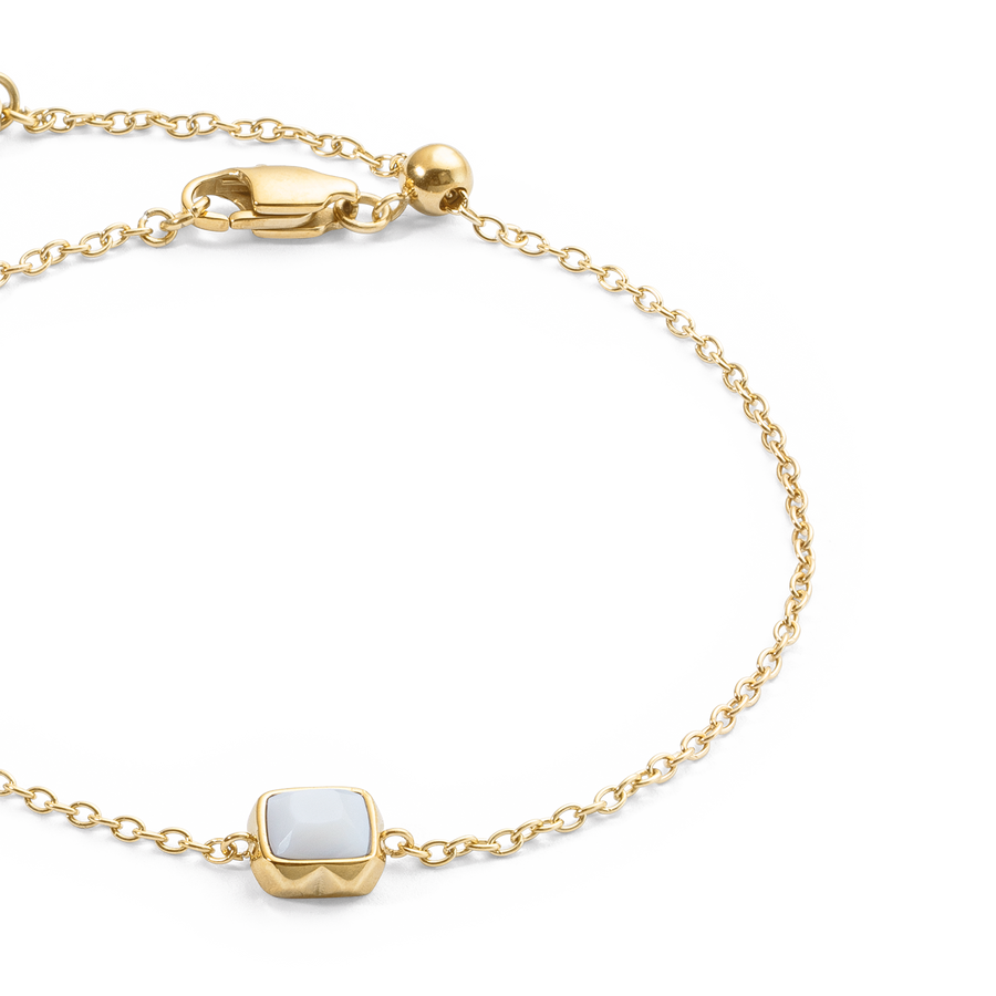 Birthstone April Bracelet White Quartz Gold
