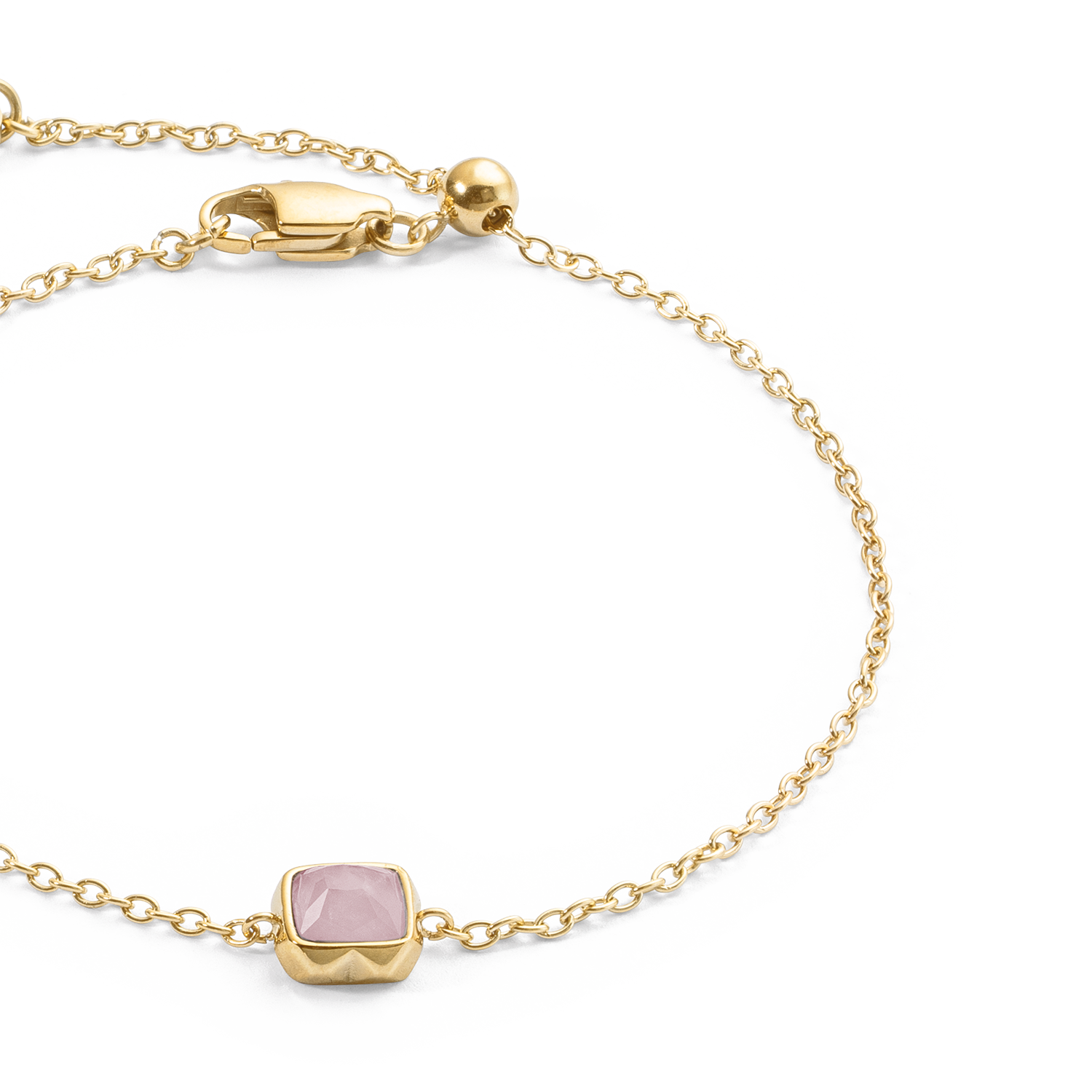 Birthstone October Bracelet Rose Quartz Gold