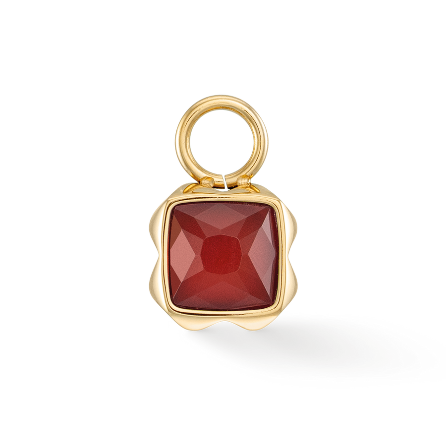 Birthstone January Charm Red Agate Gold