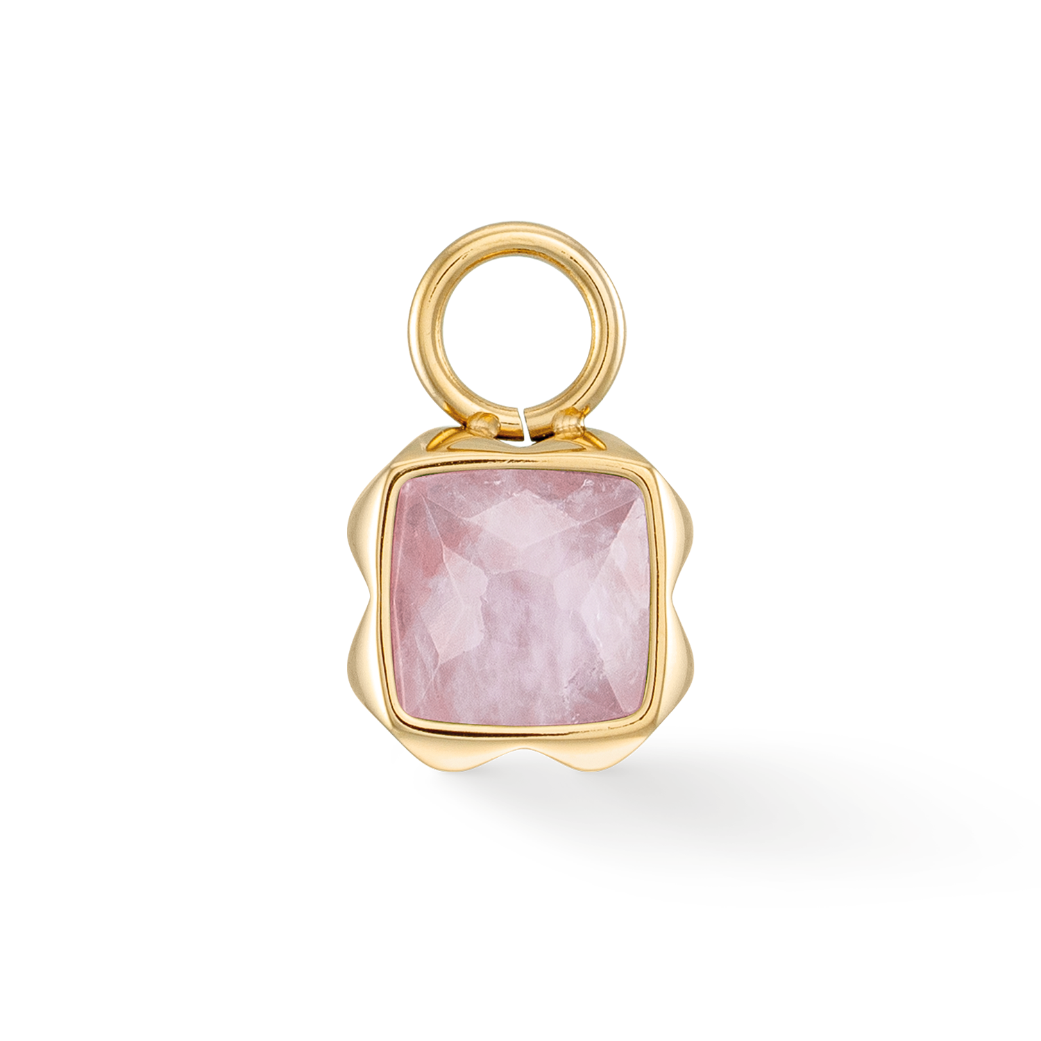 Birthstone October Charm Rose Quartz Gold