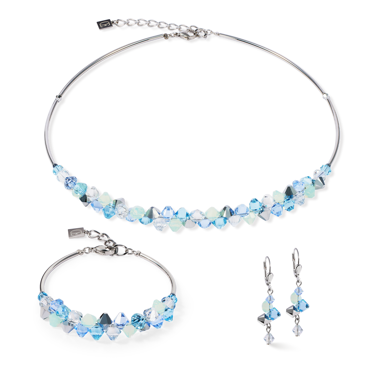 Necklace Dancing Crystals silver-blue