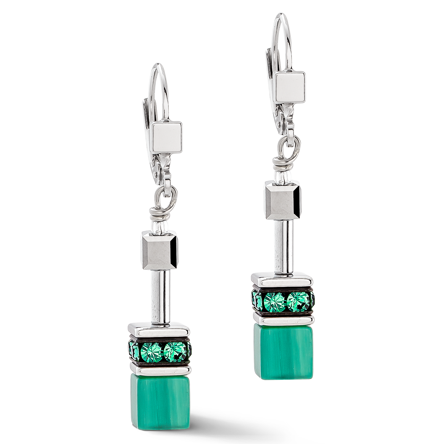 GeoCUBE® Iconic earrings silver-green