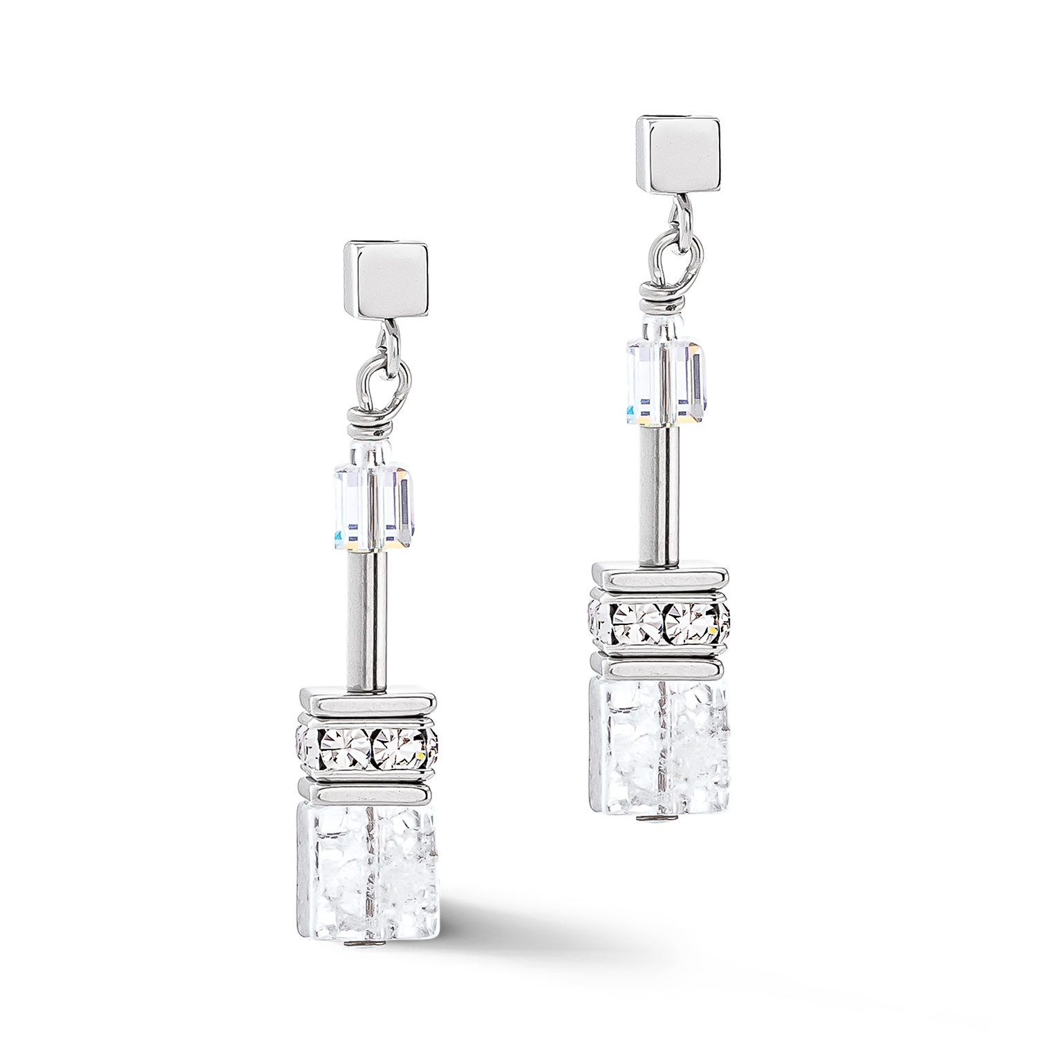 GeoCUBE® Iconic Nature earrings silver-white