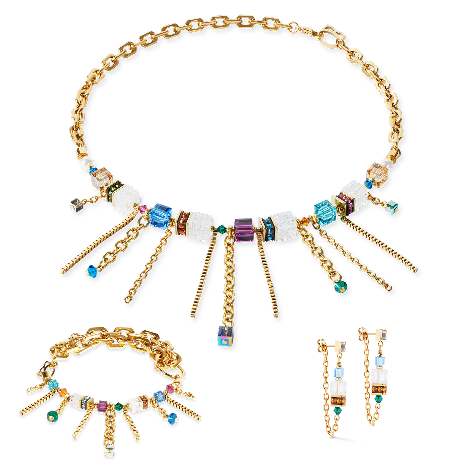 Necklace Sunray Cube Couture gold-multicolour