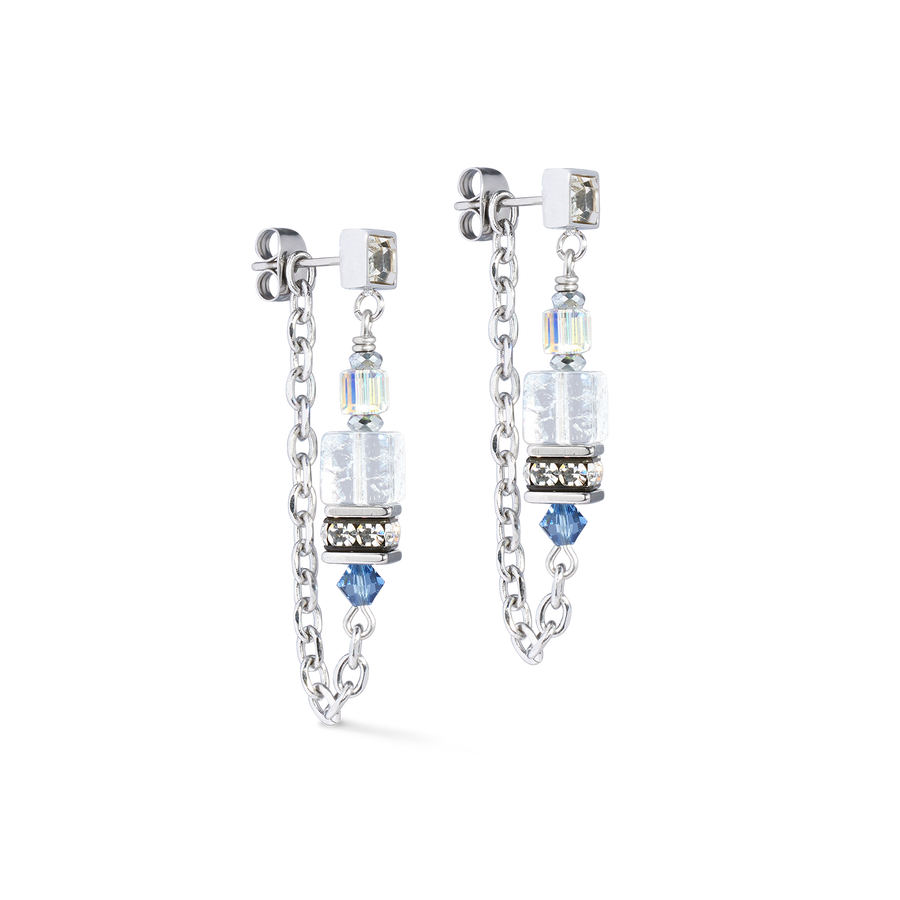 Earrings Sunray Cube Bohème silver-white