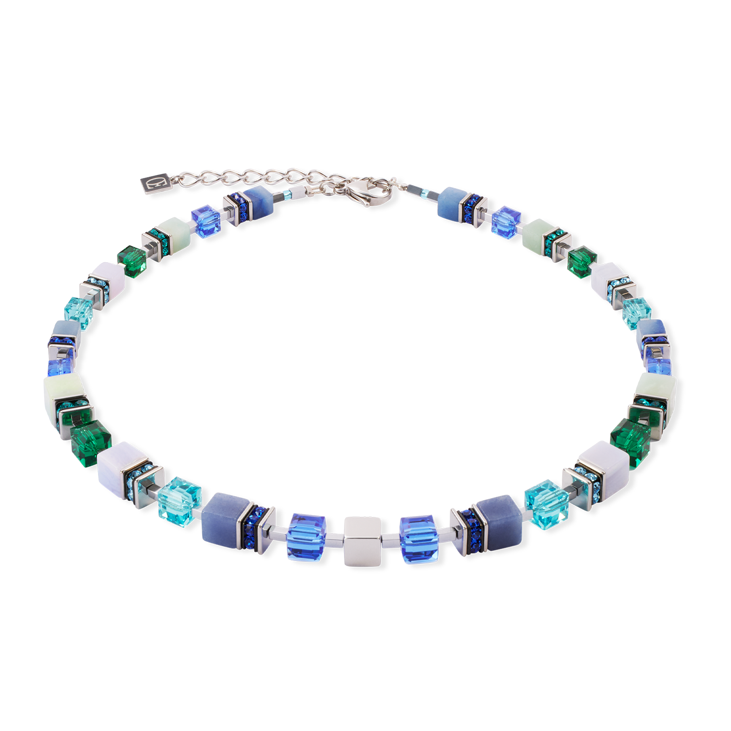 GeoCUBE® Precious Statement necklace silver-ocean