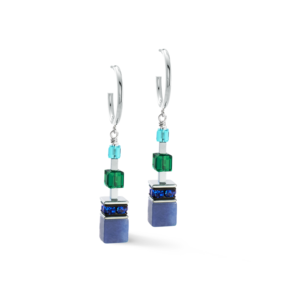 GeoCUBE® Precious Statement earrings silver-ocean