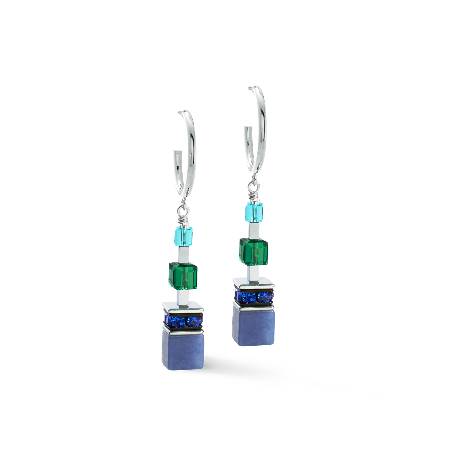 GeoCUBE® Precious Statement earrings silver-ocean