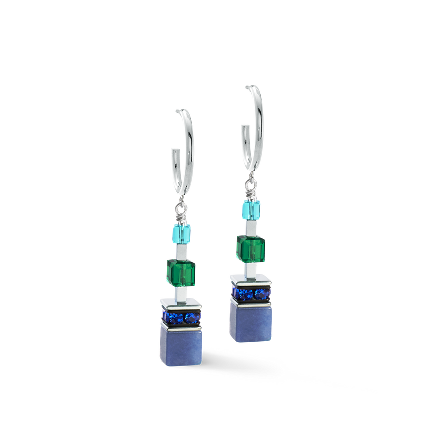 GeoCUBE® Precious Statement earrings silver-ocean