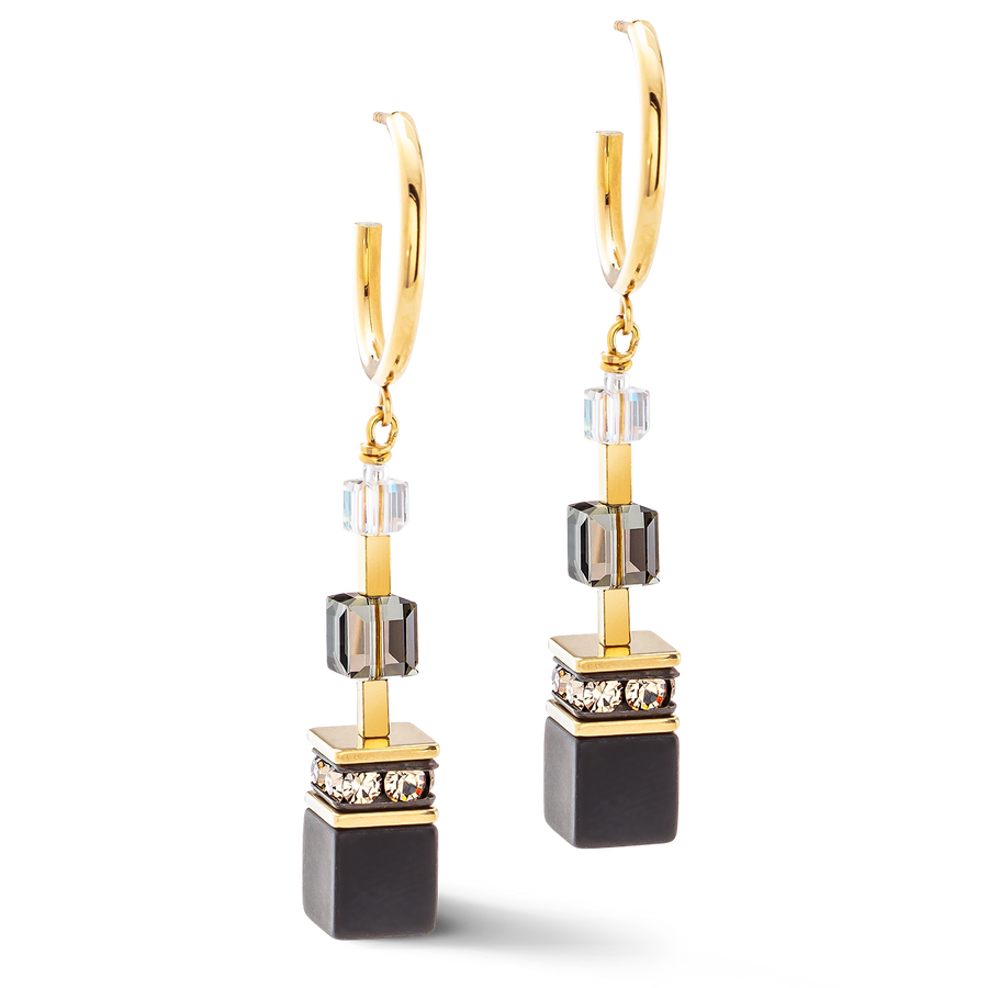 GeoCUBE® Precious statement earrings gold-black