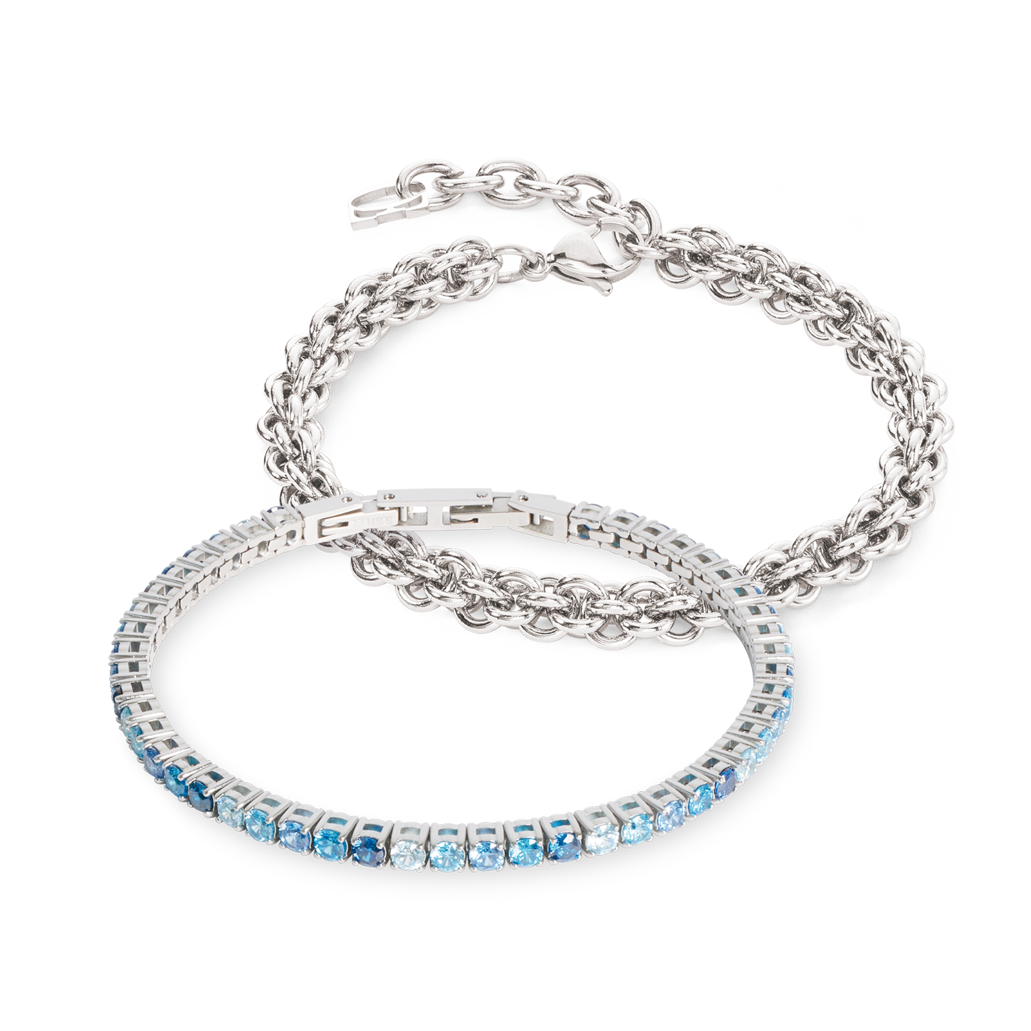 Tennis Mesh Chain Bracelet Silver Blue