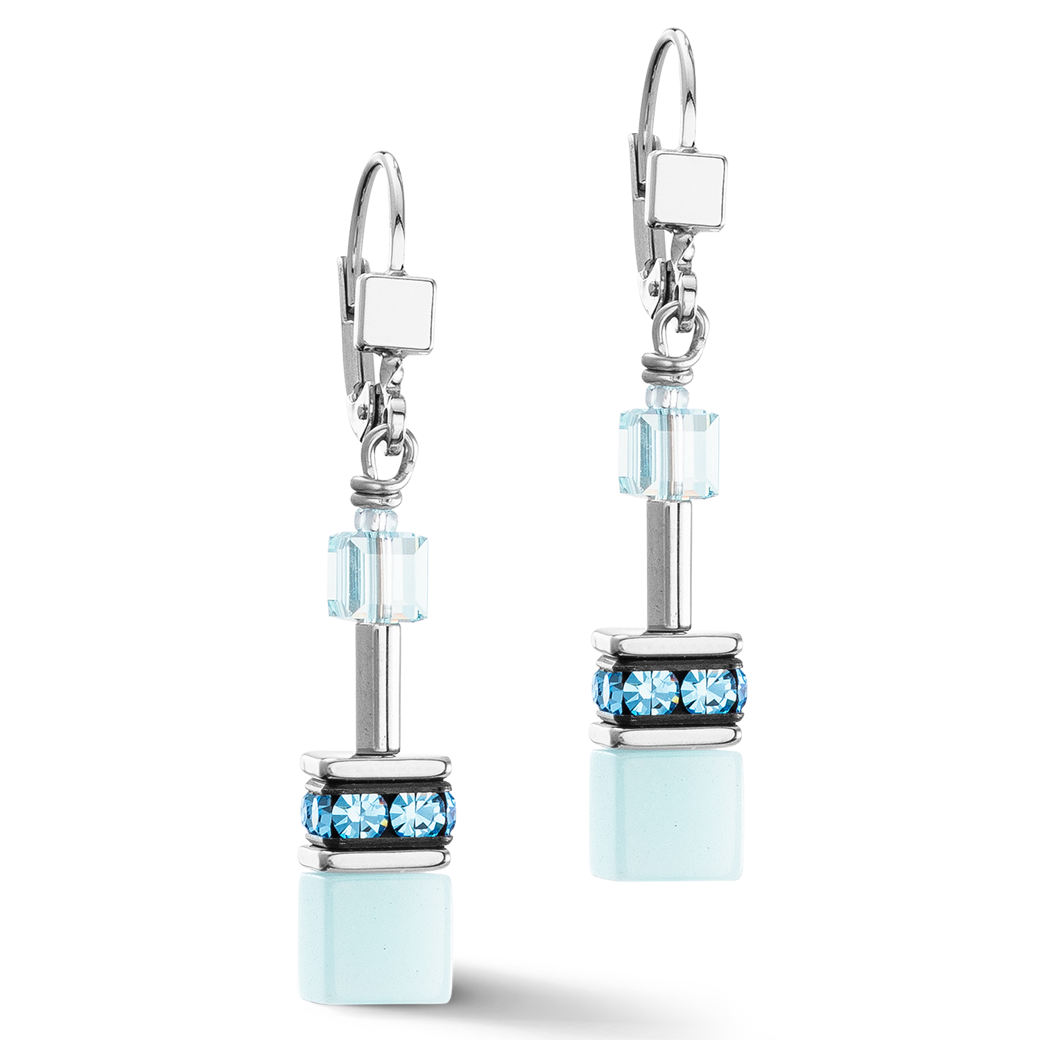 GeoCUBE® Iconic Mono Gold earrings ice blue