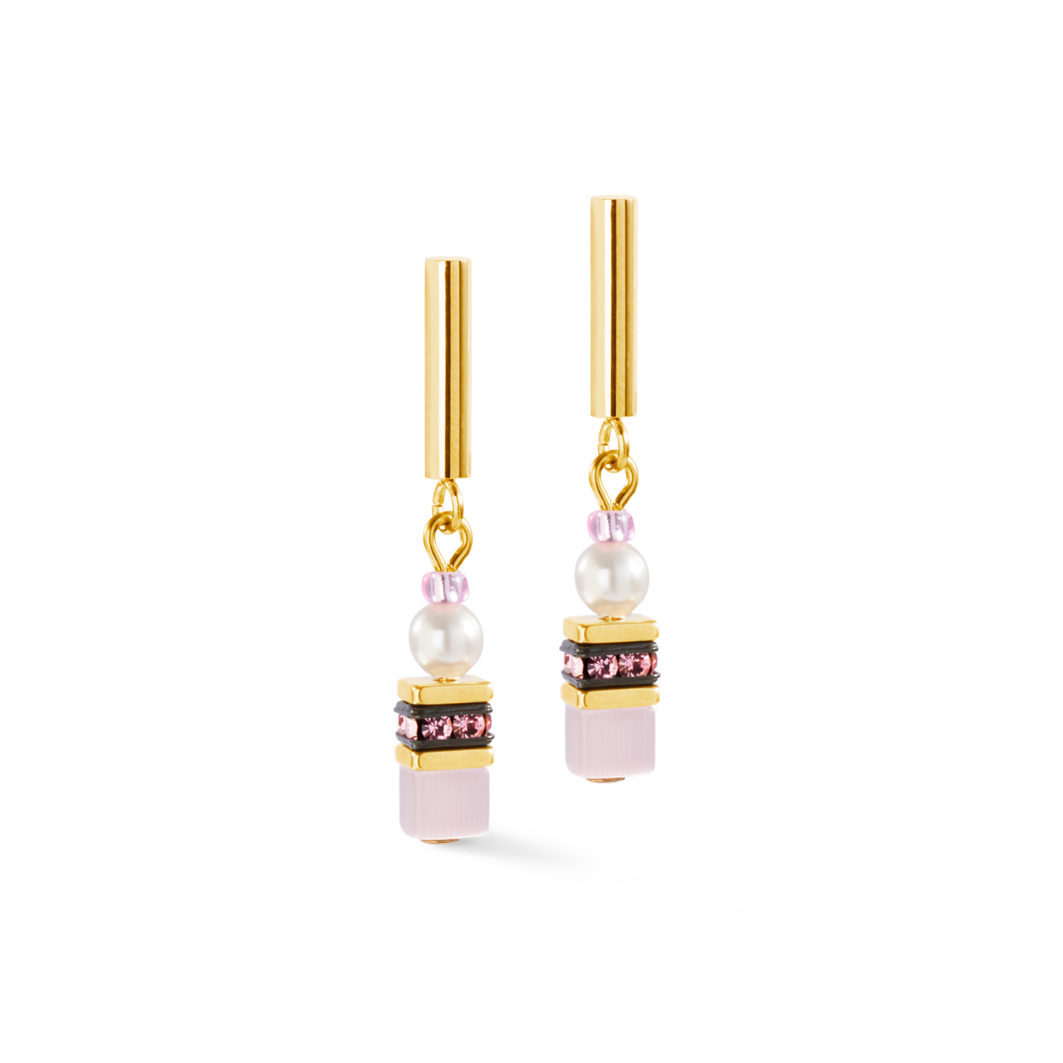 GeoCUBE® Mini Fusion Pearls Earrings gold-rose