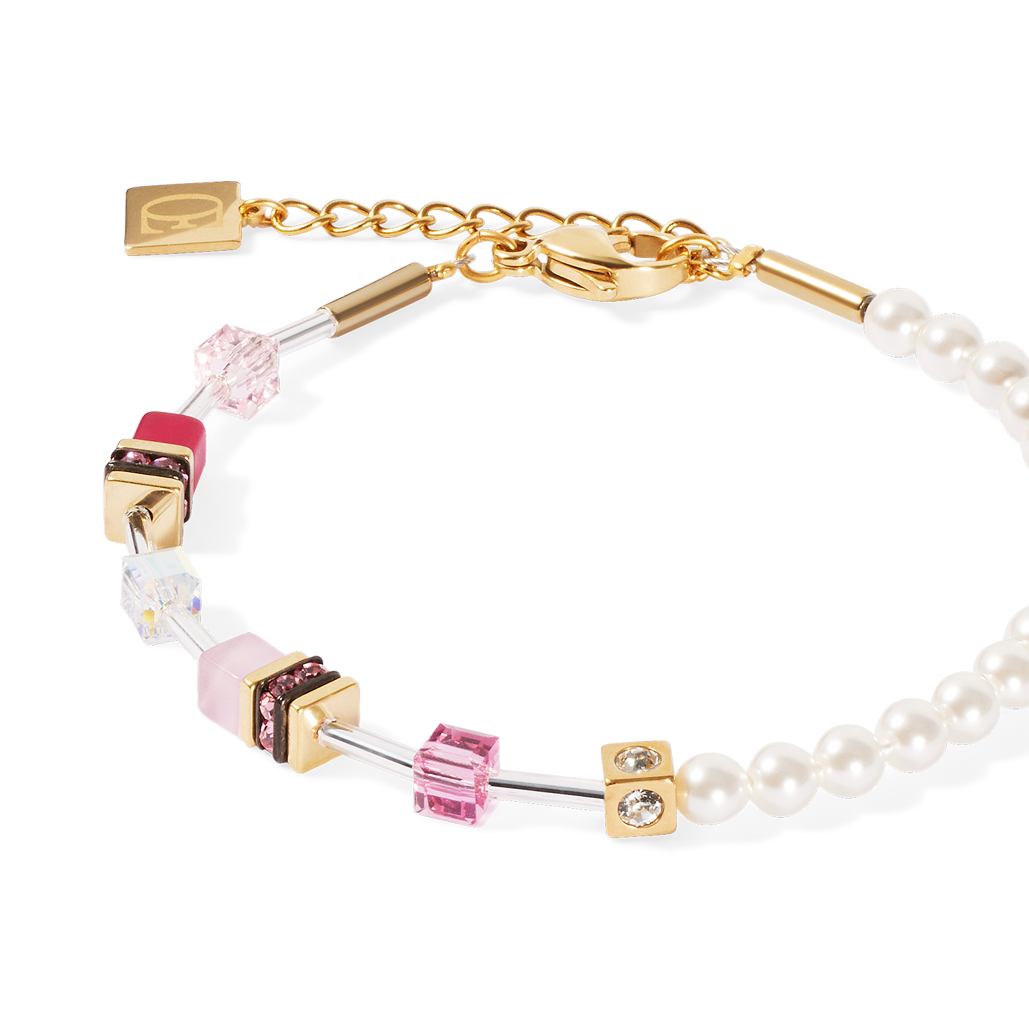 GeoCUBE® Mini Fusion Pearls Bracelet gold-rose