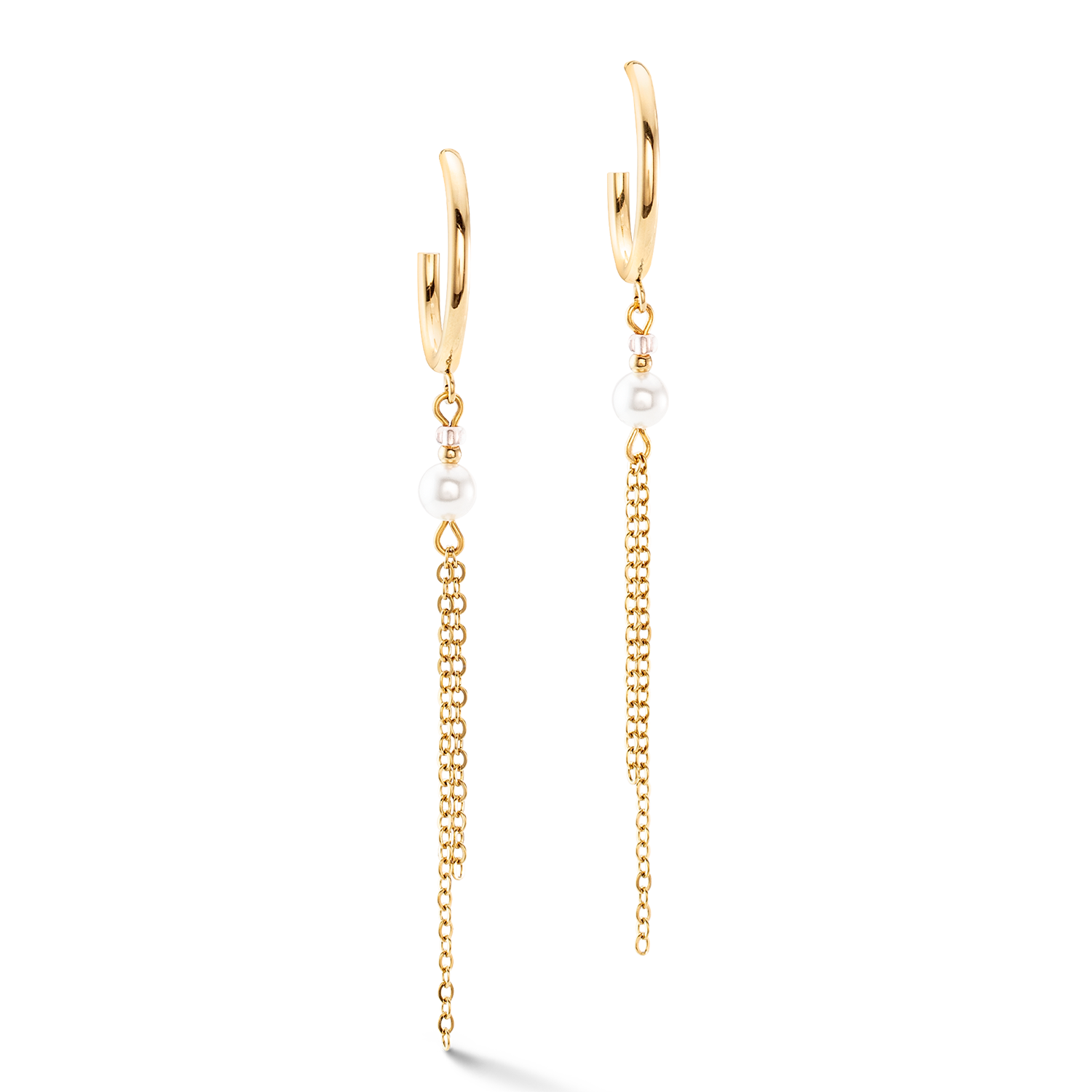 Princess Pearls Chain hoop earrings gold-white