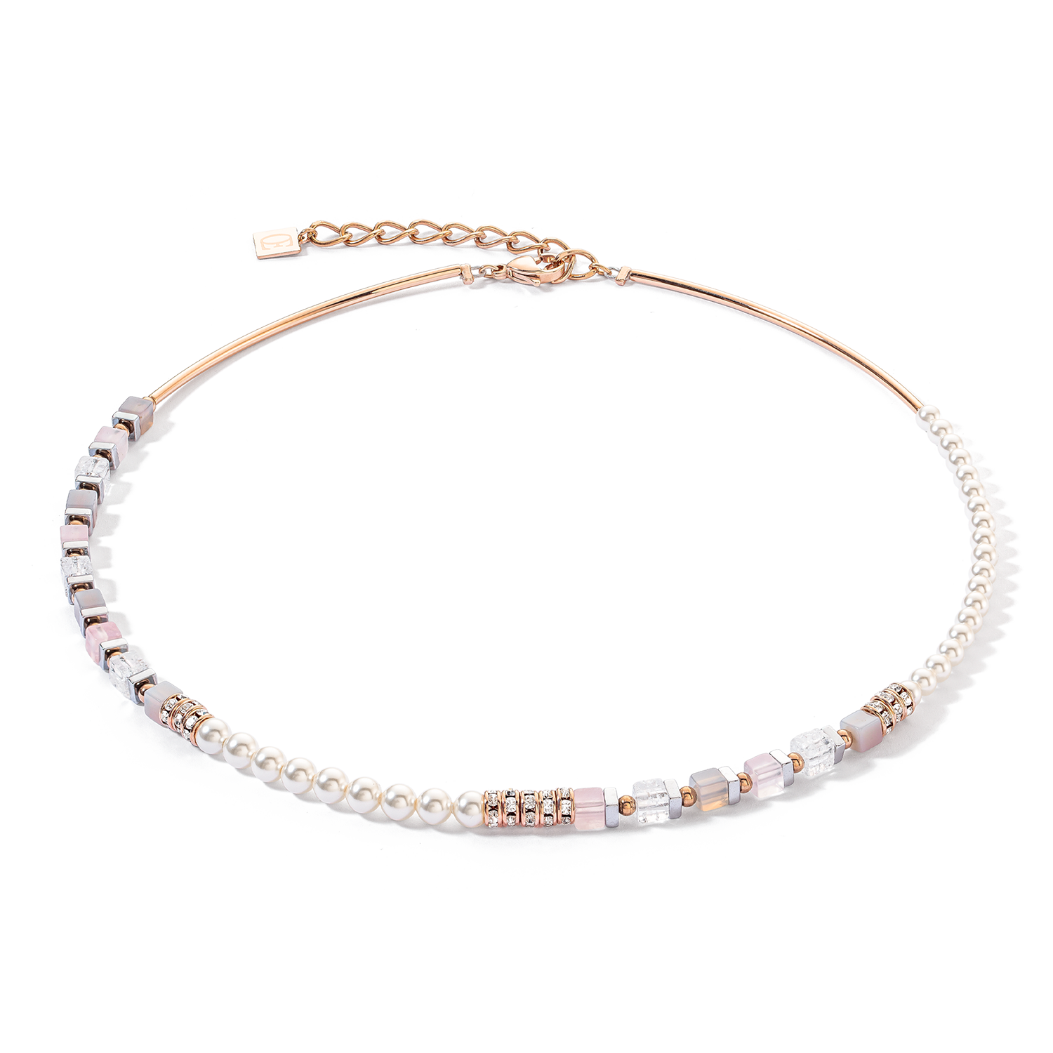 Precious Fusion Offset necklace rose gold-ice pink