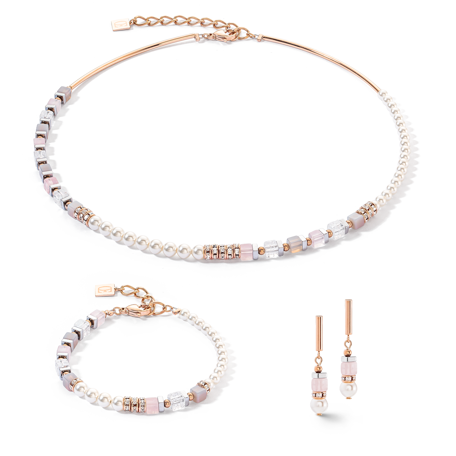 Precious Fusion Offset necklace rose gold-ice pink