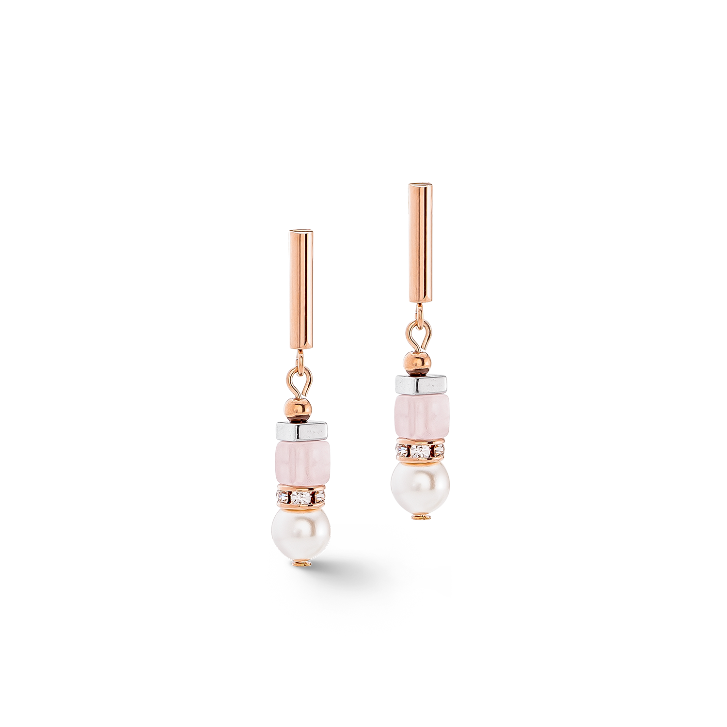 Precious Fusion Offset earrings rose gold-ice pink