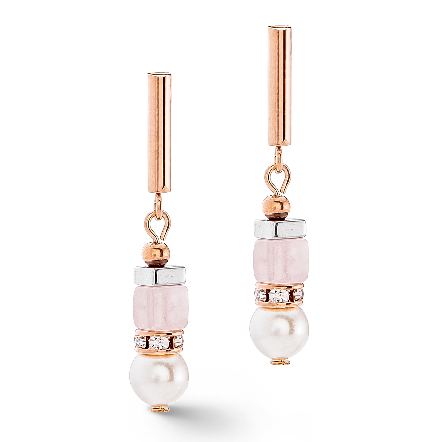 Precious Fusion Offset earrings rose gold-ice pink