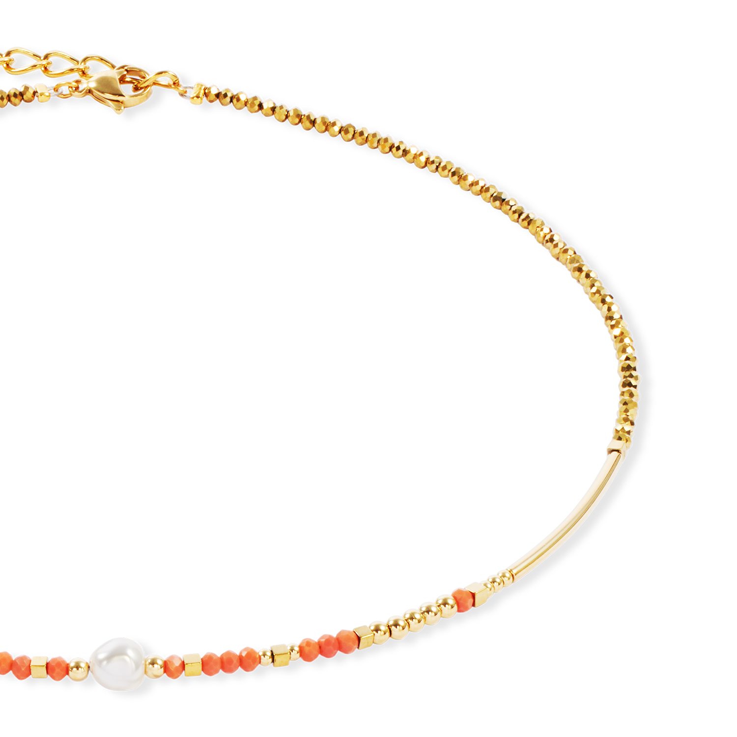 Necklace Sunset Pearl gold-coral