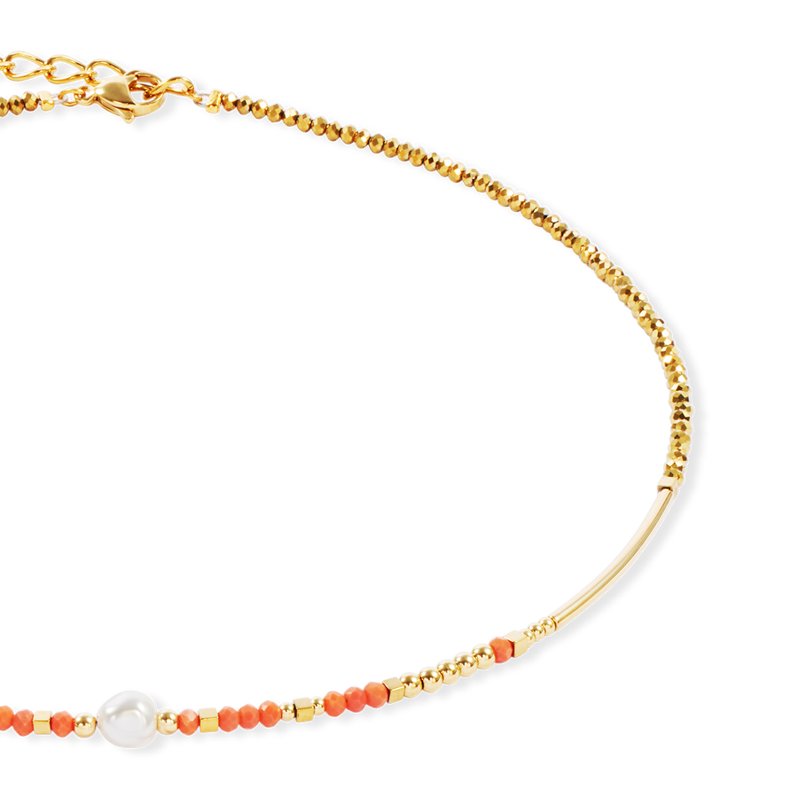 Necklace Sunset Pearl gold-coral