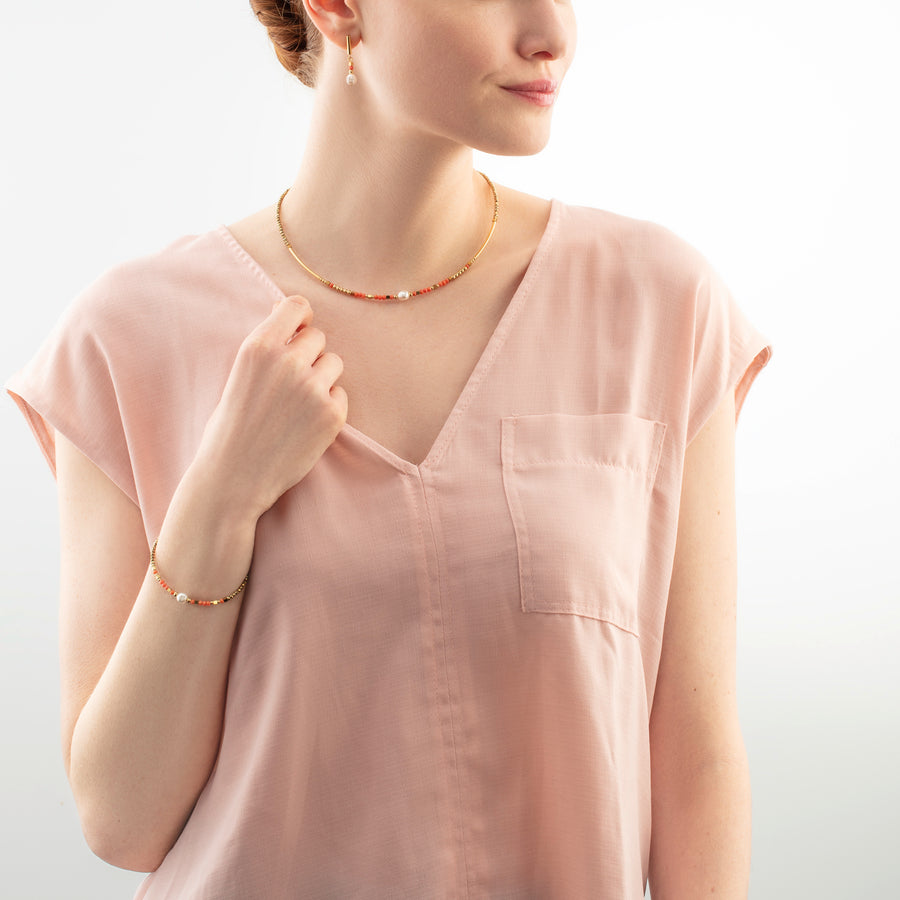 Necklace Sunset Pearl gold-coral