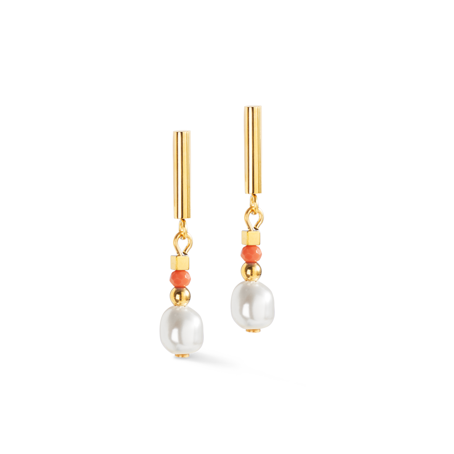 Earrings Sunset Pearl gold-coral