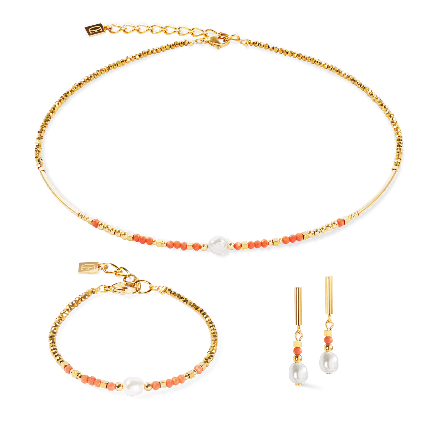 Earrings Sunset Pearl gold-coral